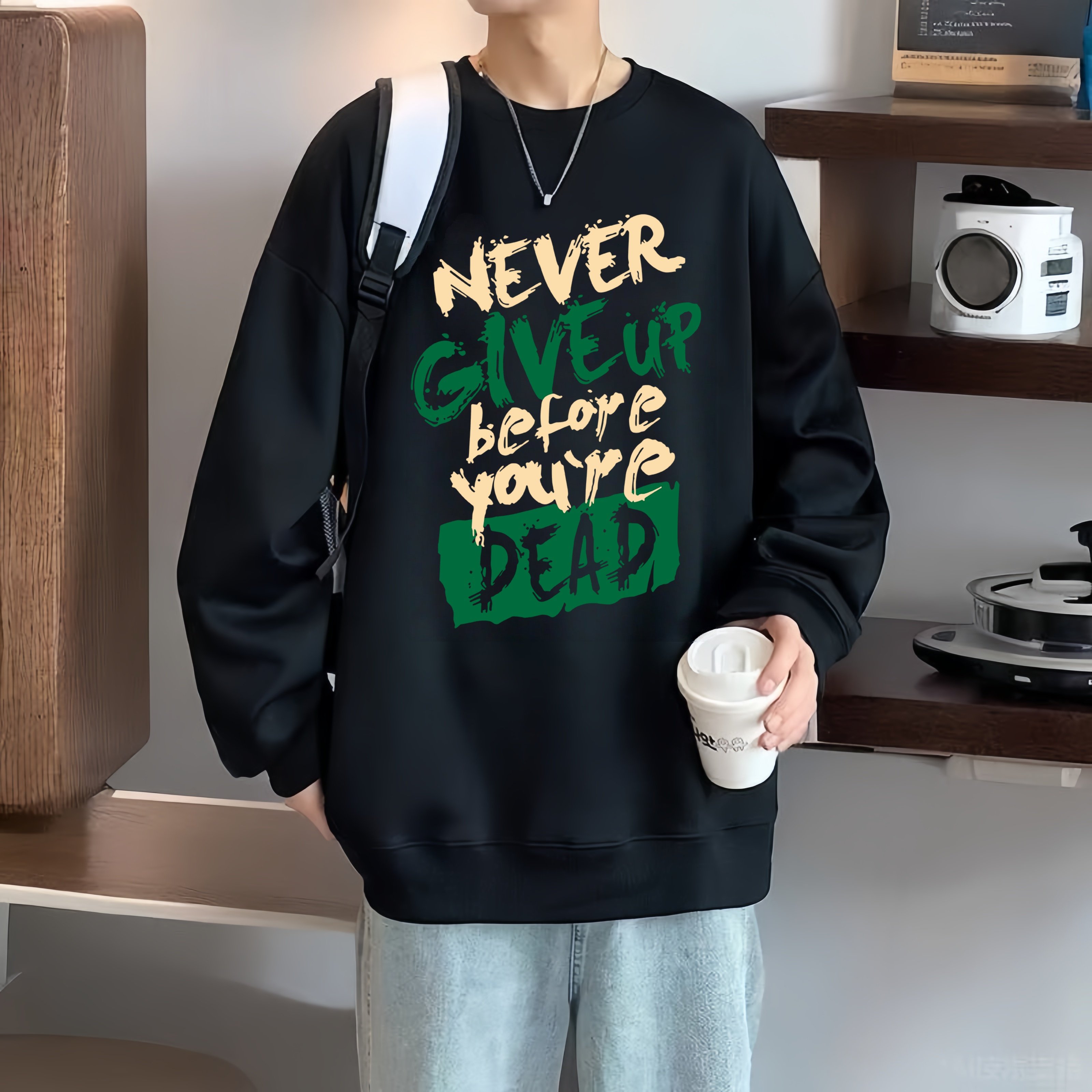 秋季卫衣男士2025春秋季新款圆领宽松oversize宽松美式复古潮牌男