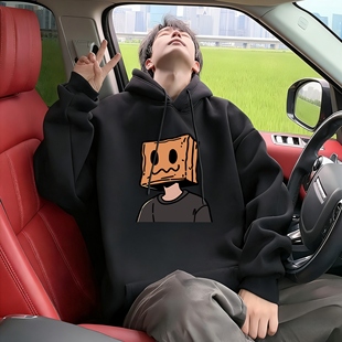 秋冬季连帽卫衣男女款潮流潮牌宽松休闲上衣加绒加厚学生保暖外套