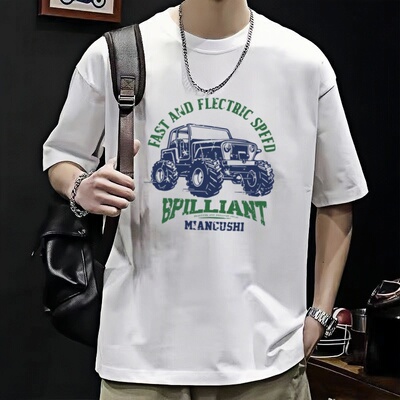 潮流港风美式复古卡通重磅短袖T恤男夏季ins潮牌宽松百搭帅气体恤