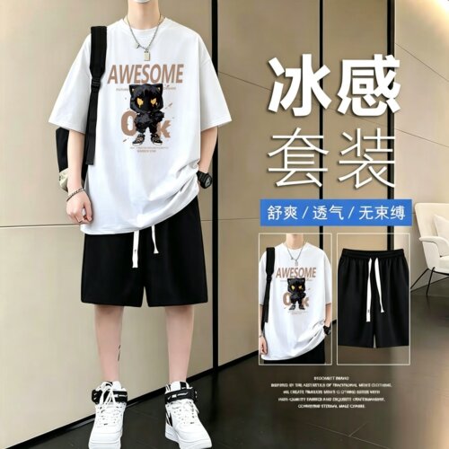 初高中生夏季男痞帅短袖T恤套装