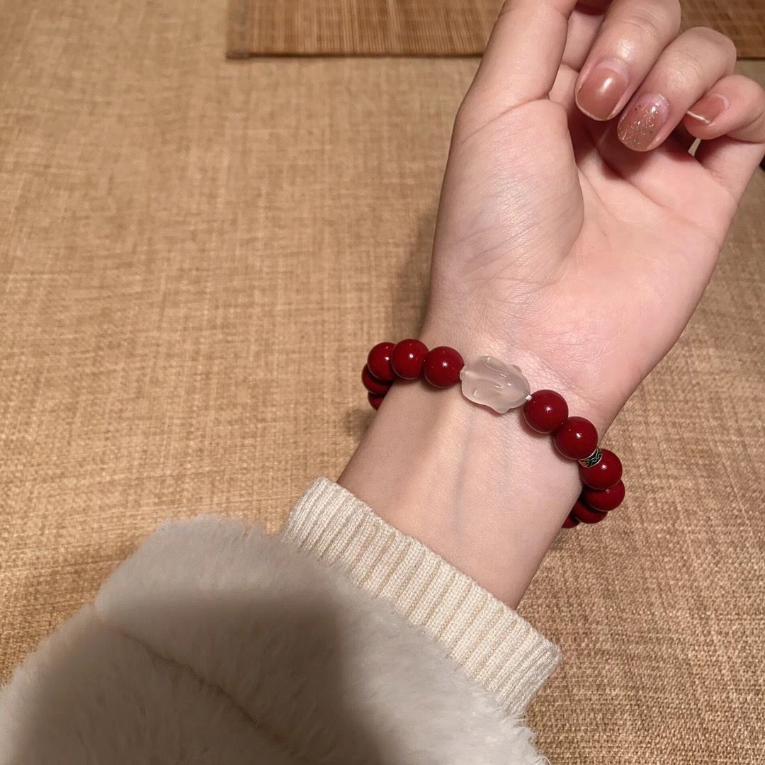 天然朱砂手串女款本命年上岸转运珠手链女款文玩串珠盘玩饰品礼物