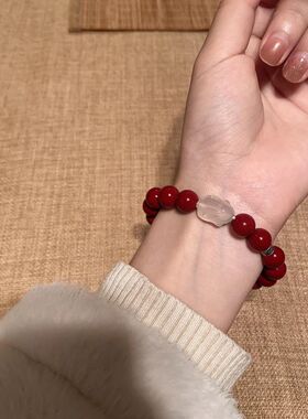 天然朱砂手串女款本命年上岸转运珠手链女款文玩串珠盘玩饰品礼物