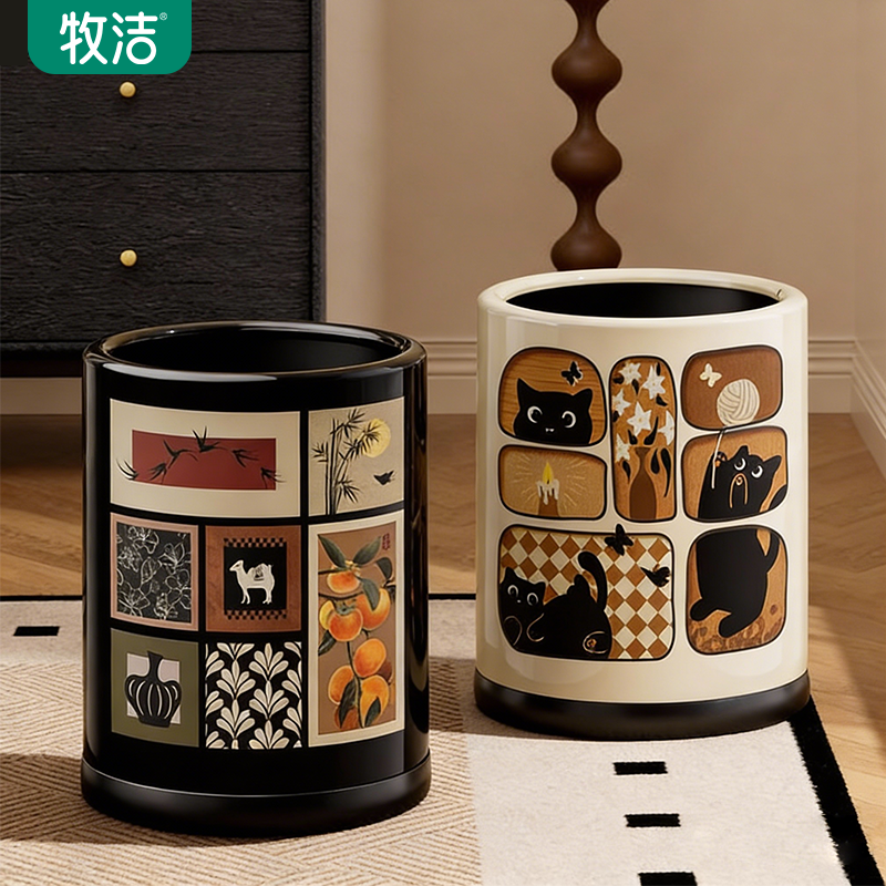 垃圾桶家用2026新款客厅轻奢高档大容量高颜值卧室专用轮滑垃圾桶