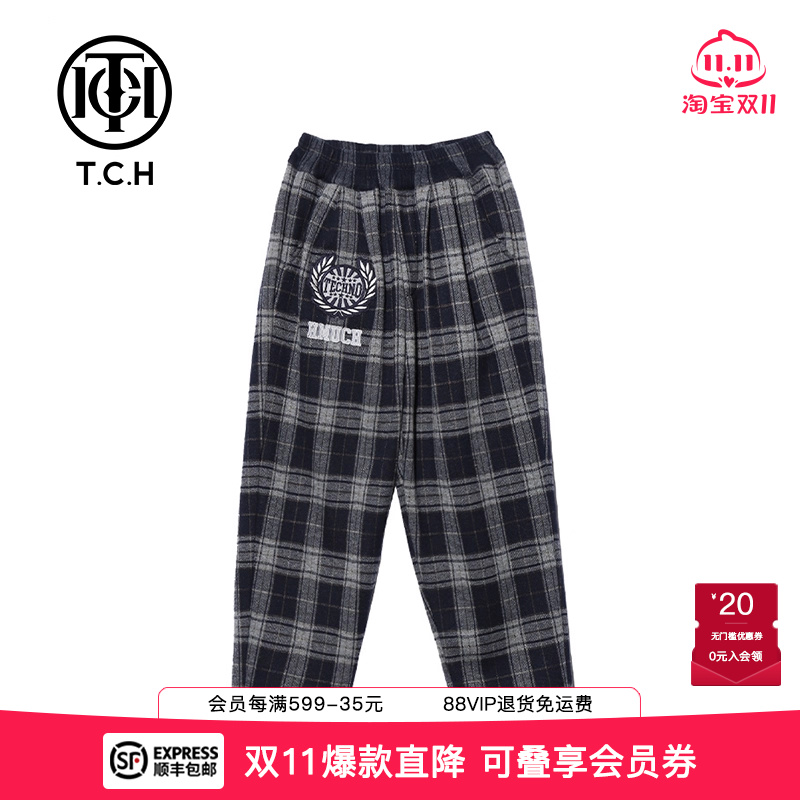 黑白格子时尚休闲运动儿童长裤