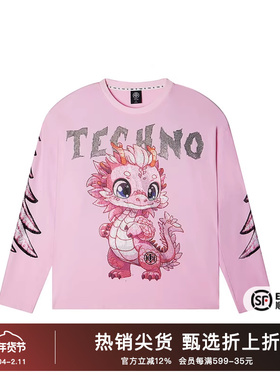TCH2025秋季新款烫钻长袖T恤女潮牌宽松休闲套头卫衣男T72C086012