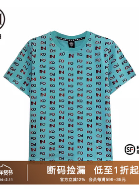 TCH潮牌字母印花烫钻休闲百搭蓝色T恤2025秋季新款T66C10E6039