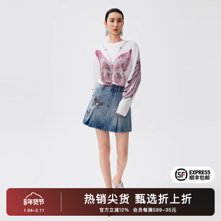 TCH2025秋季新款长袖T恤女翅膀烫钻休闲上衣男商场同款T72C086009