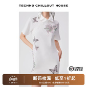 烫钻白色连衣裙女斜襟减龄时尚 TCH2025秋季 新款 连衣裙T72C306046