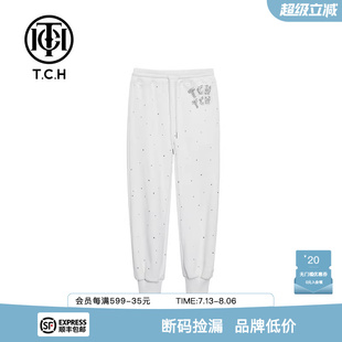 TCH潮牌休閑長褲 T69B206005 男女運(yùn)動褲 燙鉆字母2025秋夏新款