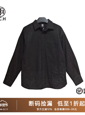 TCH潮牌轻奢衬衫女新款时尚满印烫钻长袖衬衣男S69C136001