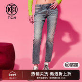 TCH潮牌烫钻设计感弹力修身 T69D208013 时尚 牛仔长裤 2025秋冬新款