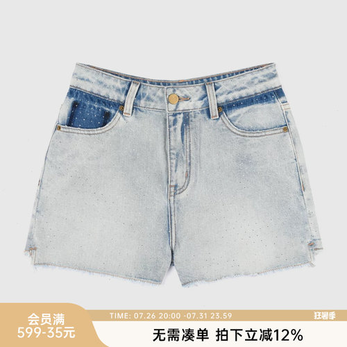 新款烫钻百搭个性短裤牛仔裤