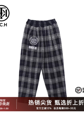 TCH黑白格子时尚休闲运动儿童长裤2025秋冬新款舒适感T69D20602K