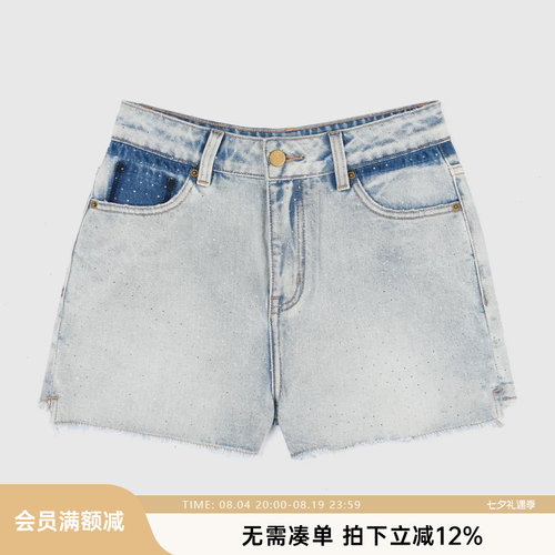 新款烫钻百搭个性短裤牛仔裤