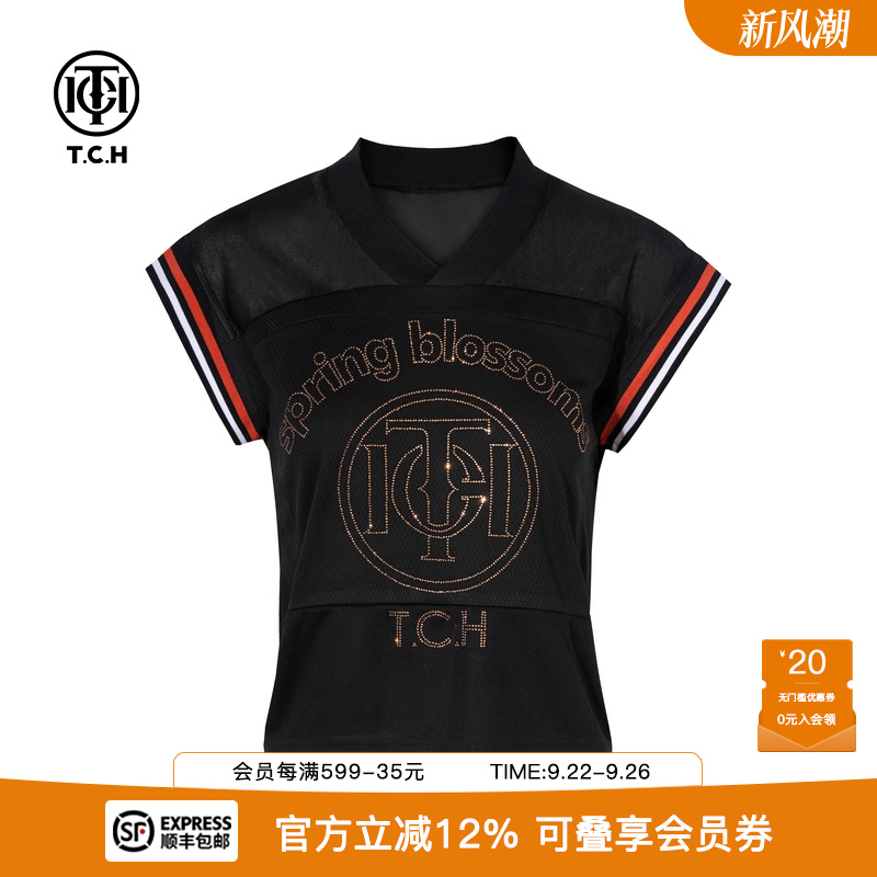 烫钻运动通勤时尚小众字母T恤
