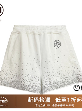 TCH潮牌满天星烫钻显瘦黑白色休闲短裤T69B21E6007