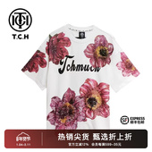 TCH2025牡丹花字母烫钻白色新中式 T恤T72B10E6059