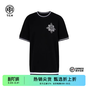 简约设计T75C10B1040 新款 TCH烫钻时尚 休闲气质显瘦T恤女2025秋季