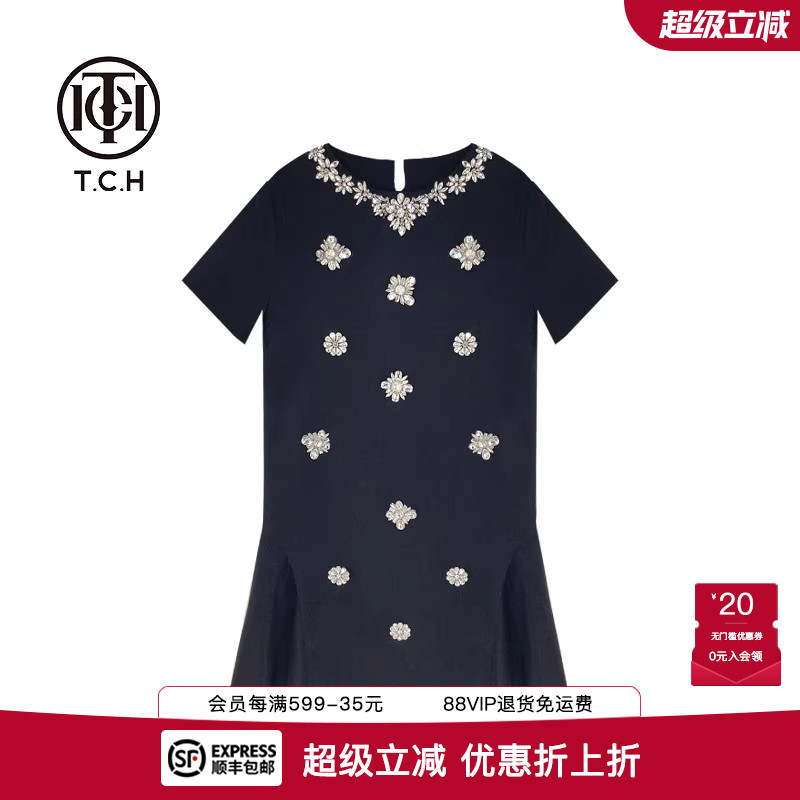 新中式重工烫钻气质时尚连衣裙