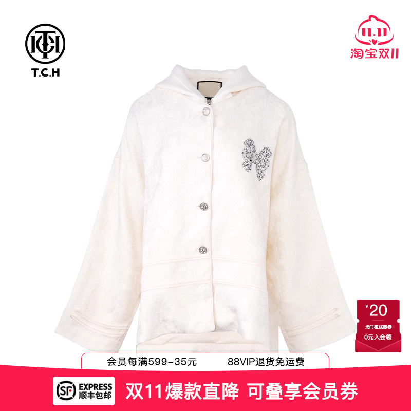 烫钻森女花纹设计感外套
