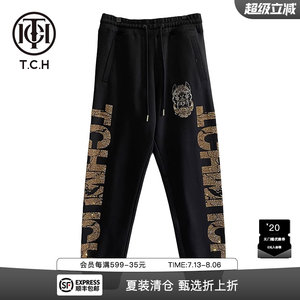 TCH潮牌新款字母动物印花烫钻长裤秋新款休闲裤子男女T21320C6006