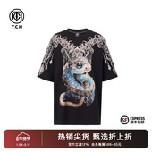 TCH生肖蛇烫钻宽松短袖 休闲圆领上衣 款 T恤2025年春夏新款 翅膀时尚