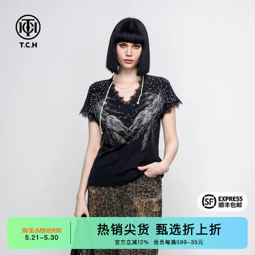 新款小飞袖V领显瘦上衣女