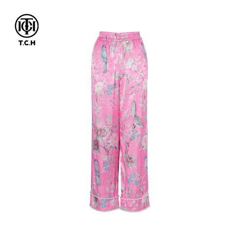 TCH烫钻时尚小众款直筒显瘦阔腿裤夏季新款设计感T72B20E6019