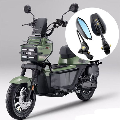 适用新大洲本田SquareX125踏板改装后视镜幻彩高清倒车镜配件