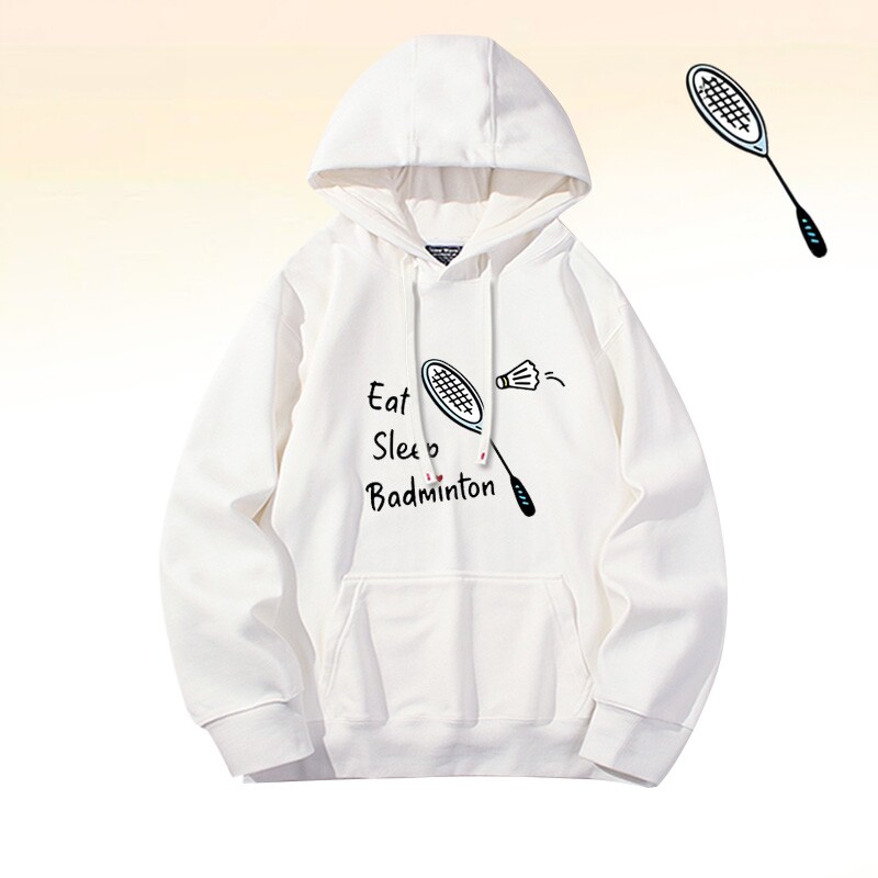 吃睡打羽毛球运动可定制休闲连帽卫衣男女款春秋宽松百搭薄款外套