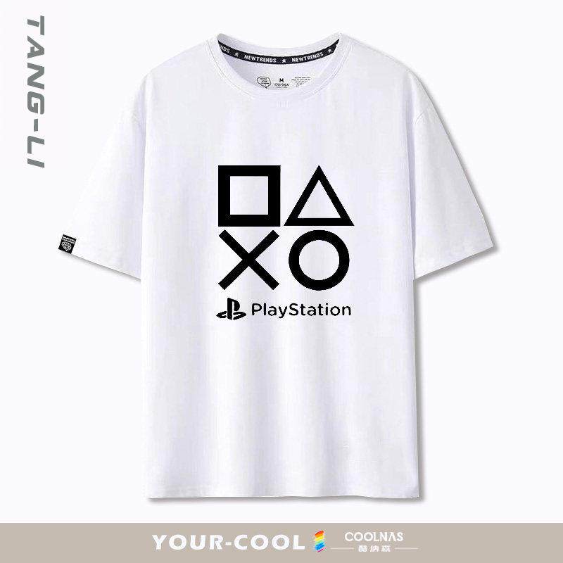 playstation索尼PS游戏机ps4经典logo男士短袖t恤纯棉宽松大码夏