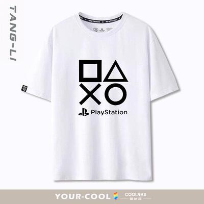 playstation索尼PS游戏机ps4经典logo男士短袖t恤纯棉宽松大码夏