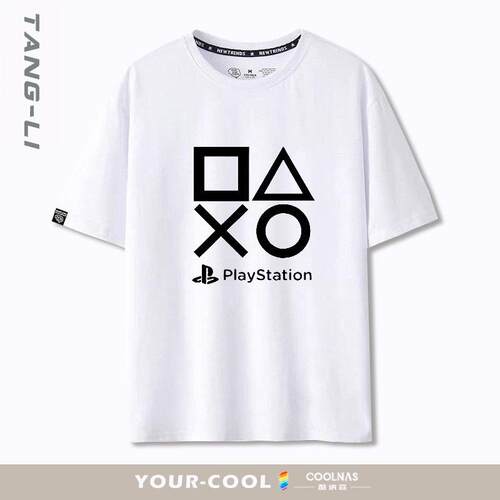 playstation索尼PS游戏机ps4经典logo男士短袖t恤纯棉宽松大码夏