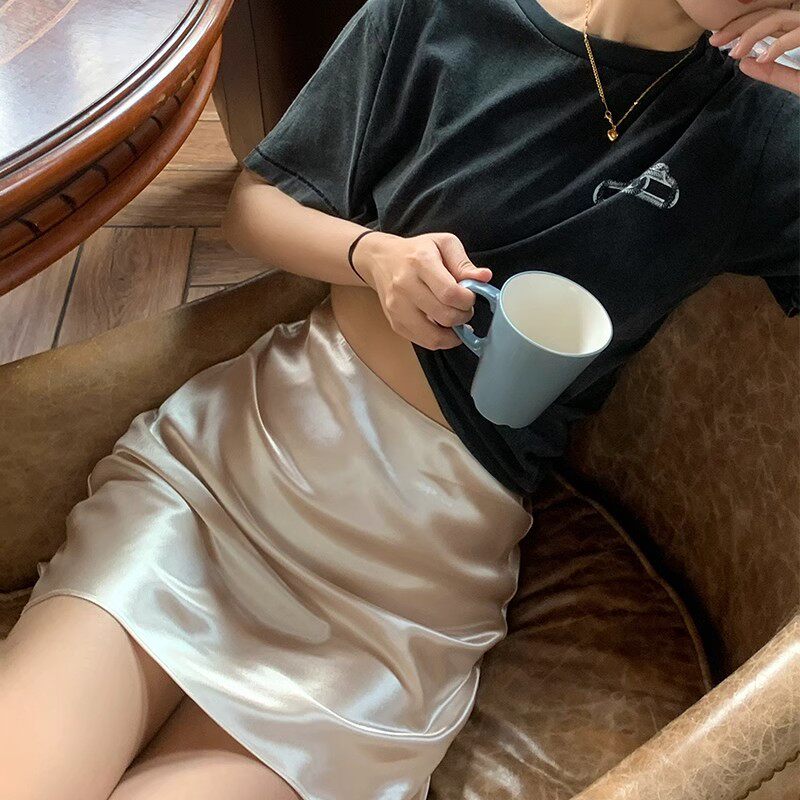 夏季醋酸缎面高腰透气显