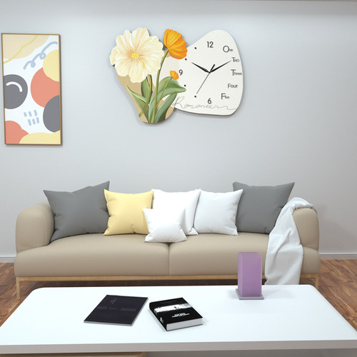 帝斓装饰画日历静音钟表