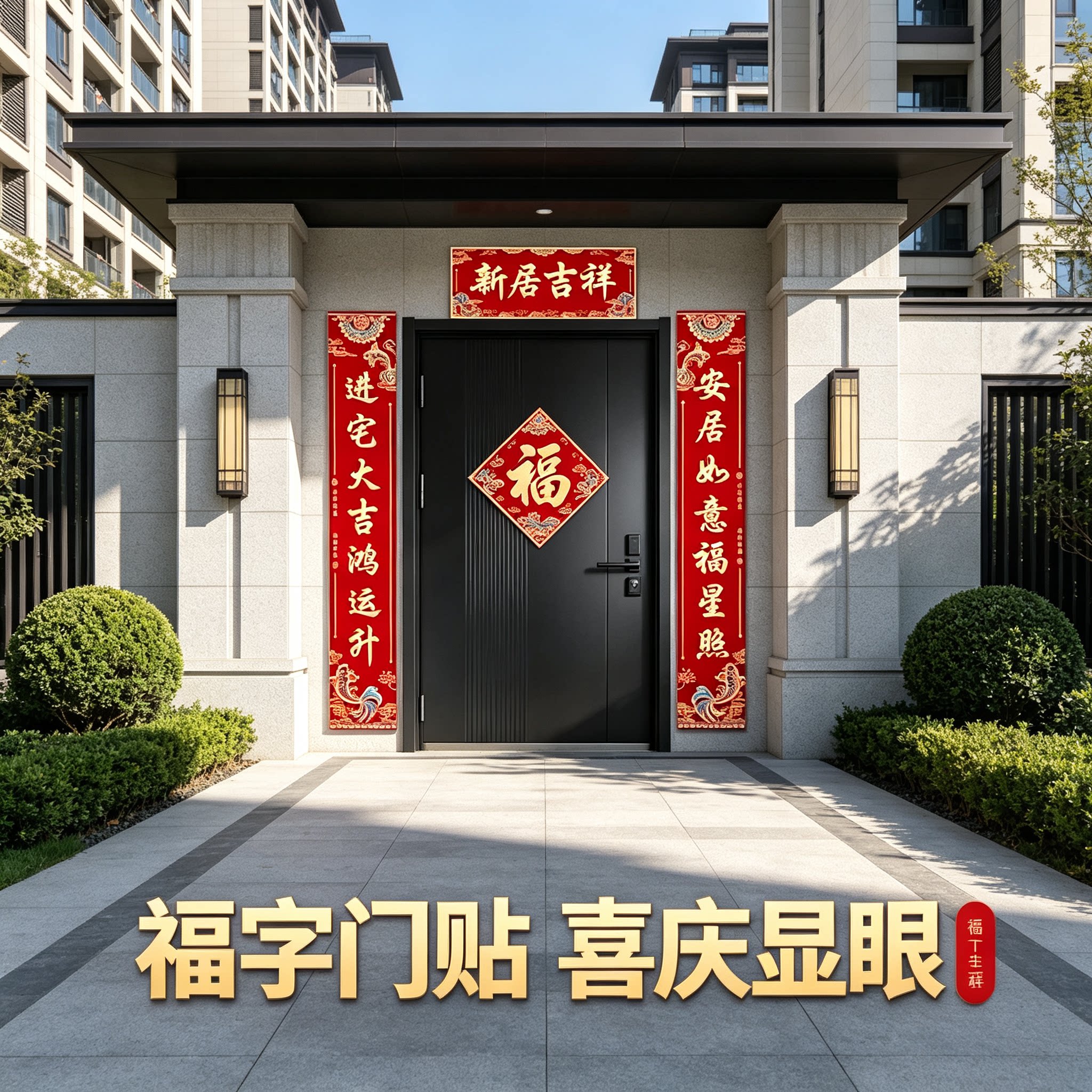 乔迁门联大门2026新款一套搞定新房搬家入宅布置装饰福字门贴