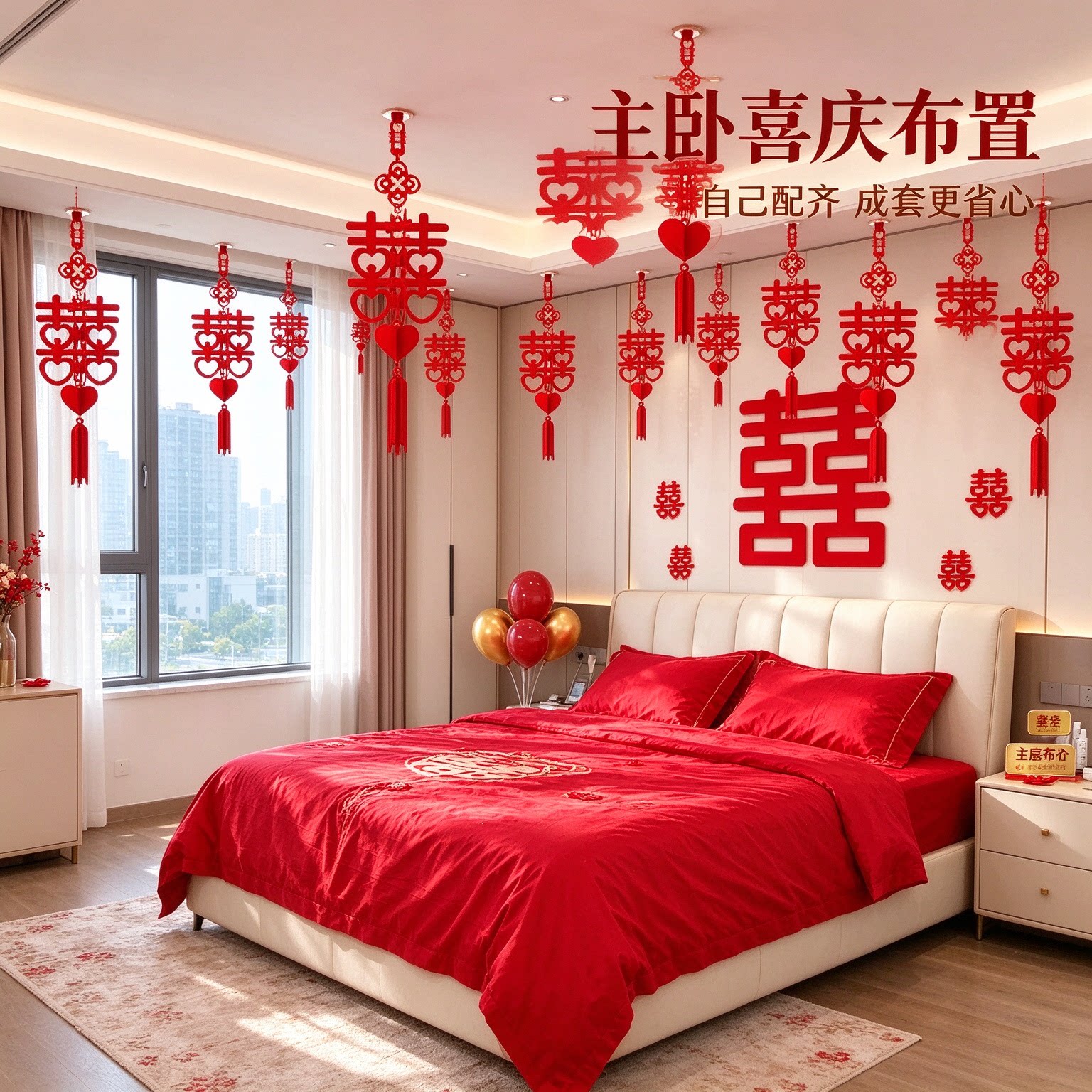 喜字挂饰新房布置结婚装饰婚庆喜事婚房婚礼新人简单家用自己套装