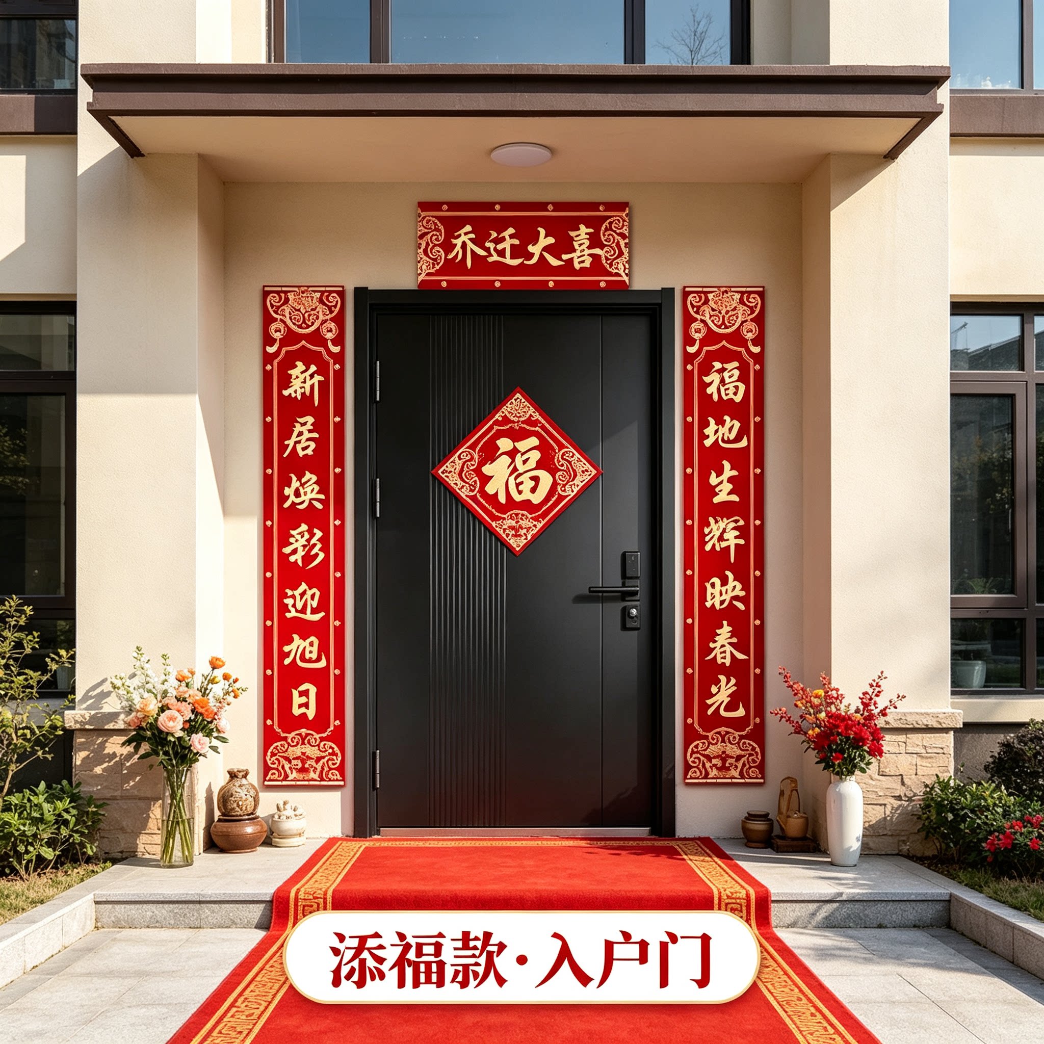 乔迁门贴农村自建房贴大门1.3米实用型迁新居搬家仪式布置用品