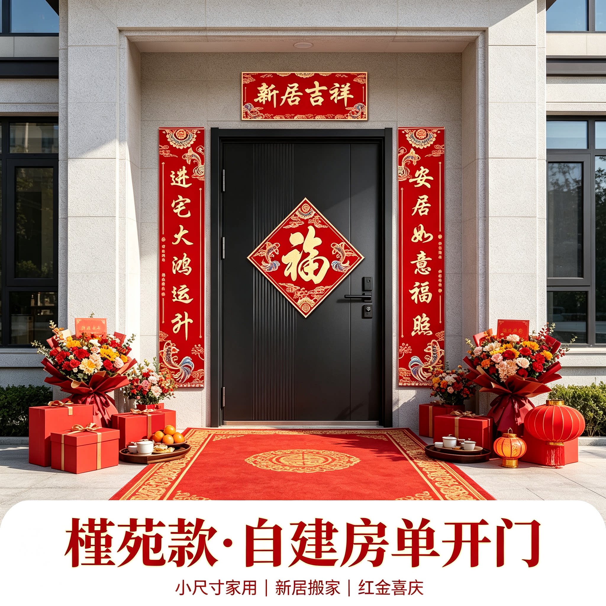 门口对联农村自建房大门小尺寸家用新居搬家入宅仪式布置装饰用品