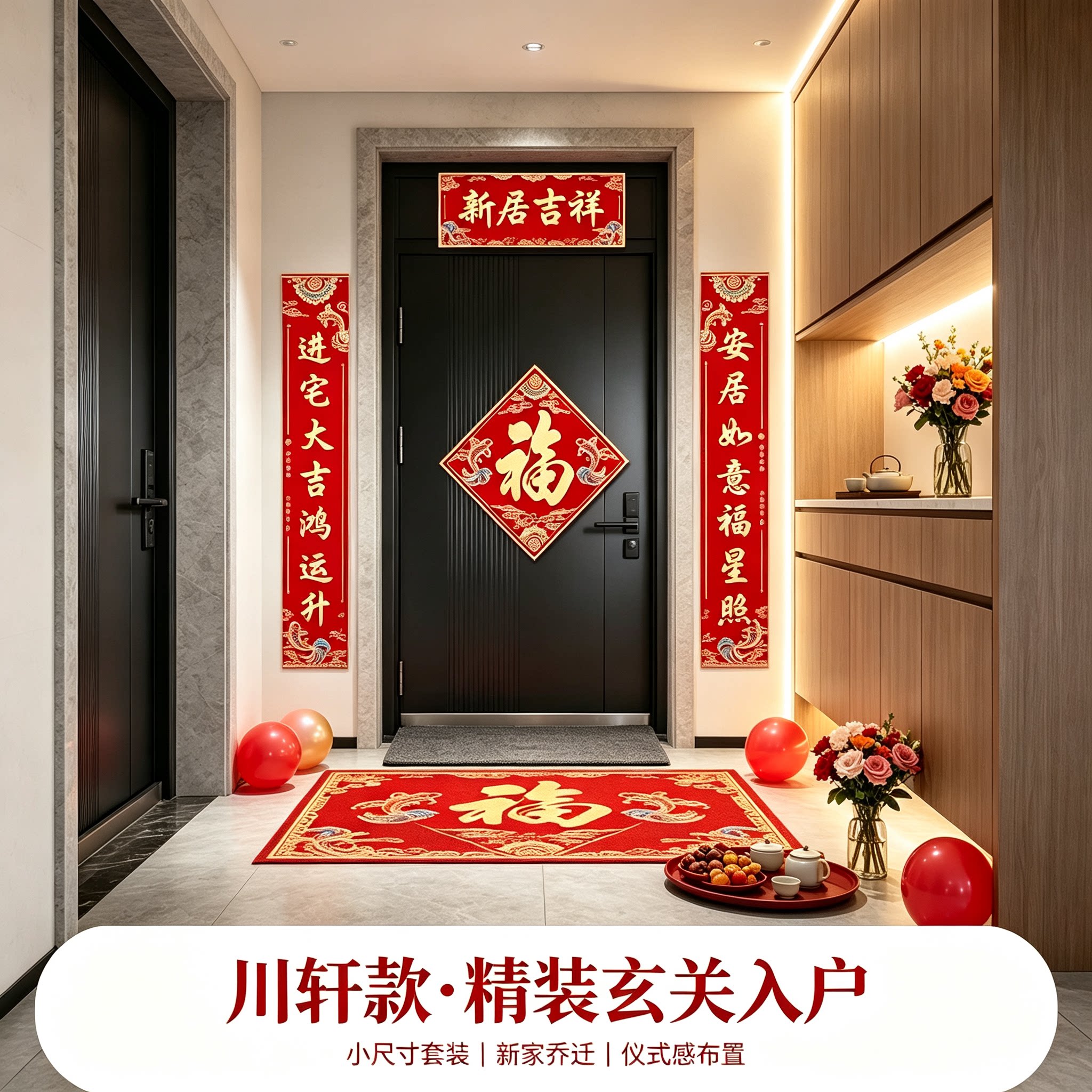 新房子乔迁对联农村自建房贴大门小尺寸套装搬家布置仪式装饰用品