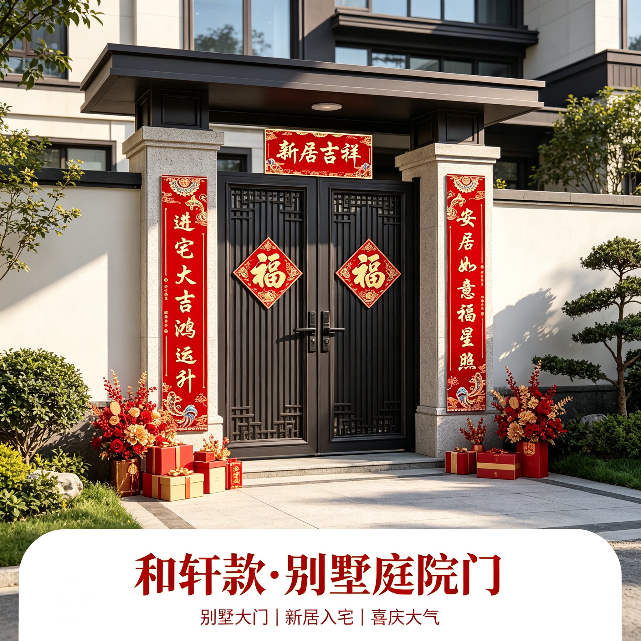 新房子乔迁对联农村大门1.3米一整套新居入宅搬家装饰布置用品