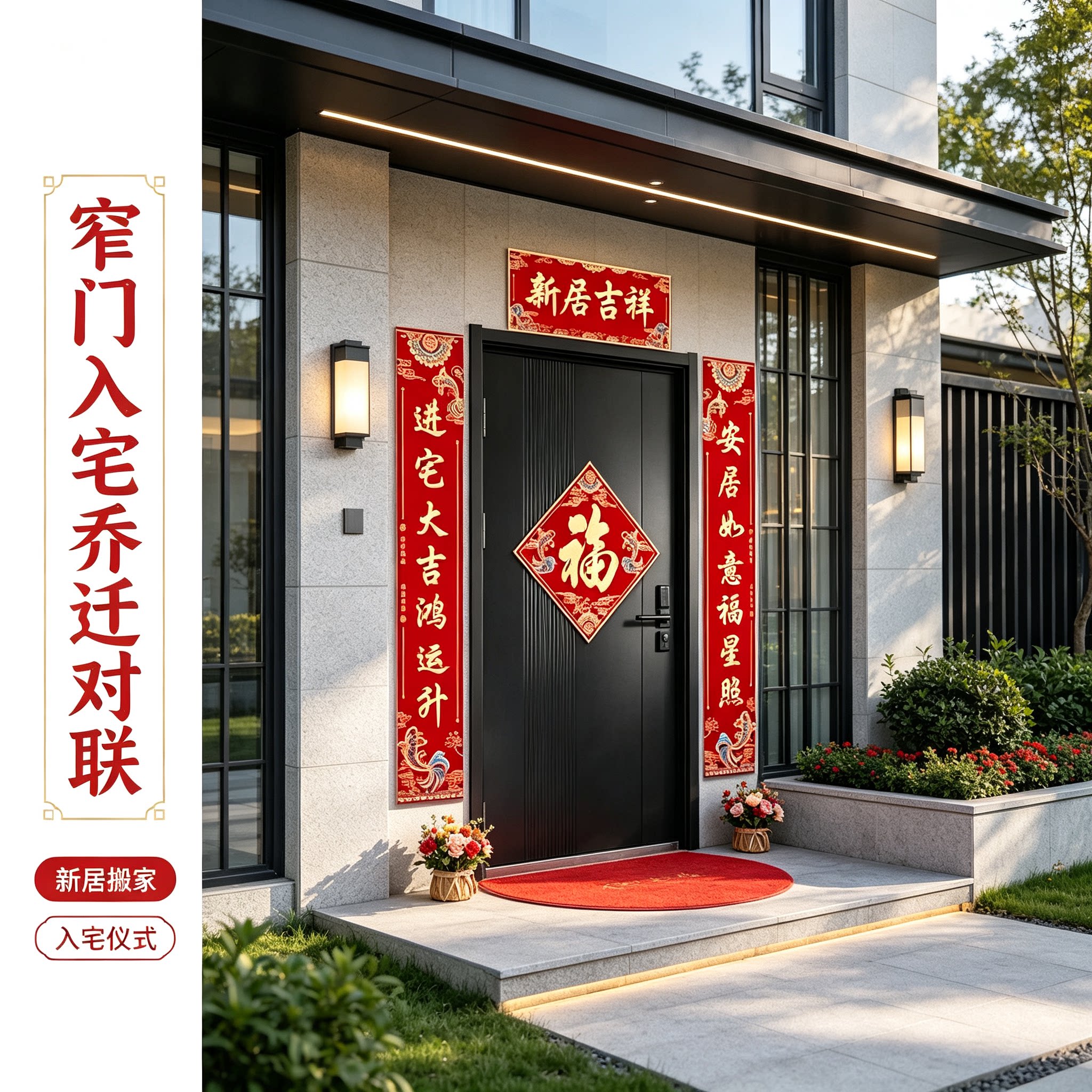 门口对联贴大门2026新款防水复合纸新居搬家入宅仪式布置用品