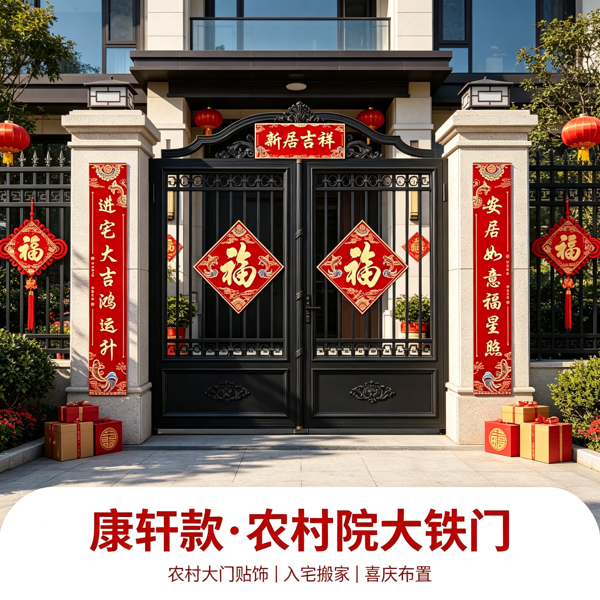 暖居如意农村大门对联1.3米套装新房入宅搬家仪式布置装饰用品