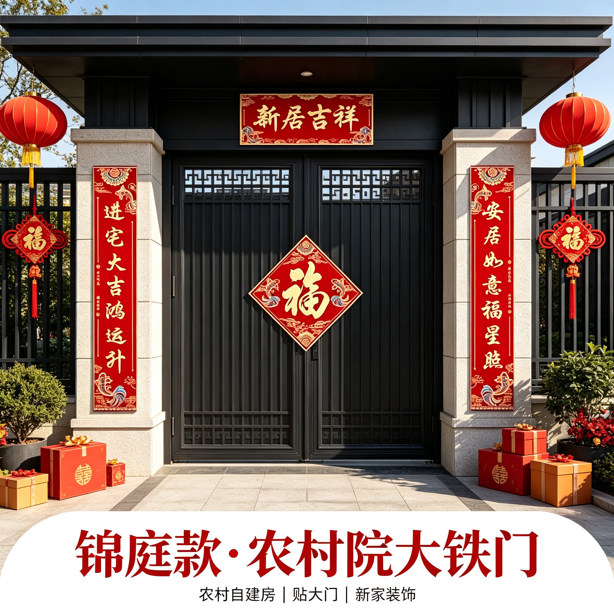 新房子乔迁对联农村自建房贴大门1.6米实用型新家装饰布置用品