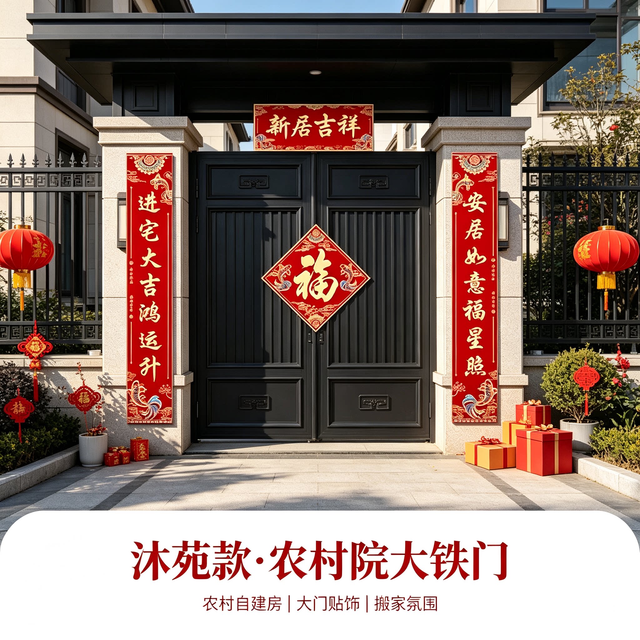 乔迁布置对联农村自建房贴大门1.6米专用新房入宅搬家仪式门贴