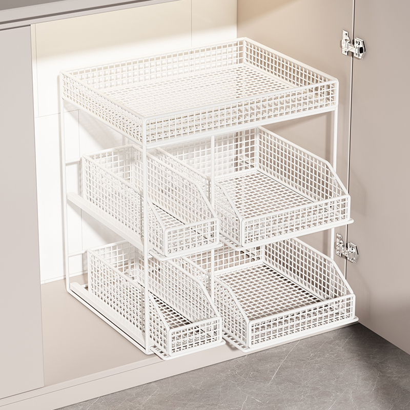 厨房整体橱柜内抽拉式置物架抽屉储物整理多功能收纳盒收纳筐碗碟