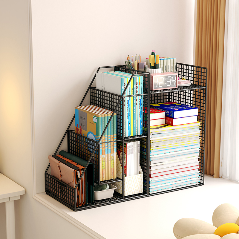 阳台飘窗书架小书柜儿童绘本架空间利用书桌边置物架落地移动带轮