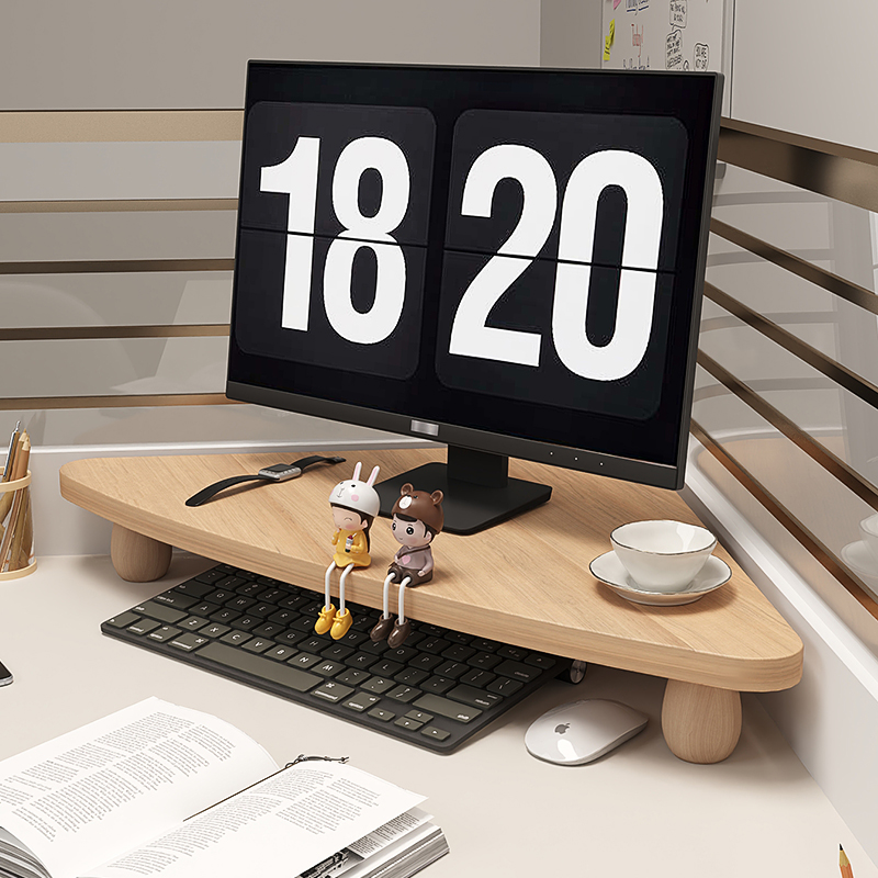 办公室工位电脑增高架台式显示器屏幕支架三角墙角收纳桌面置物架