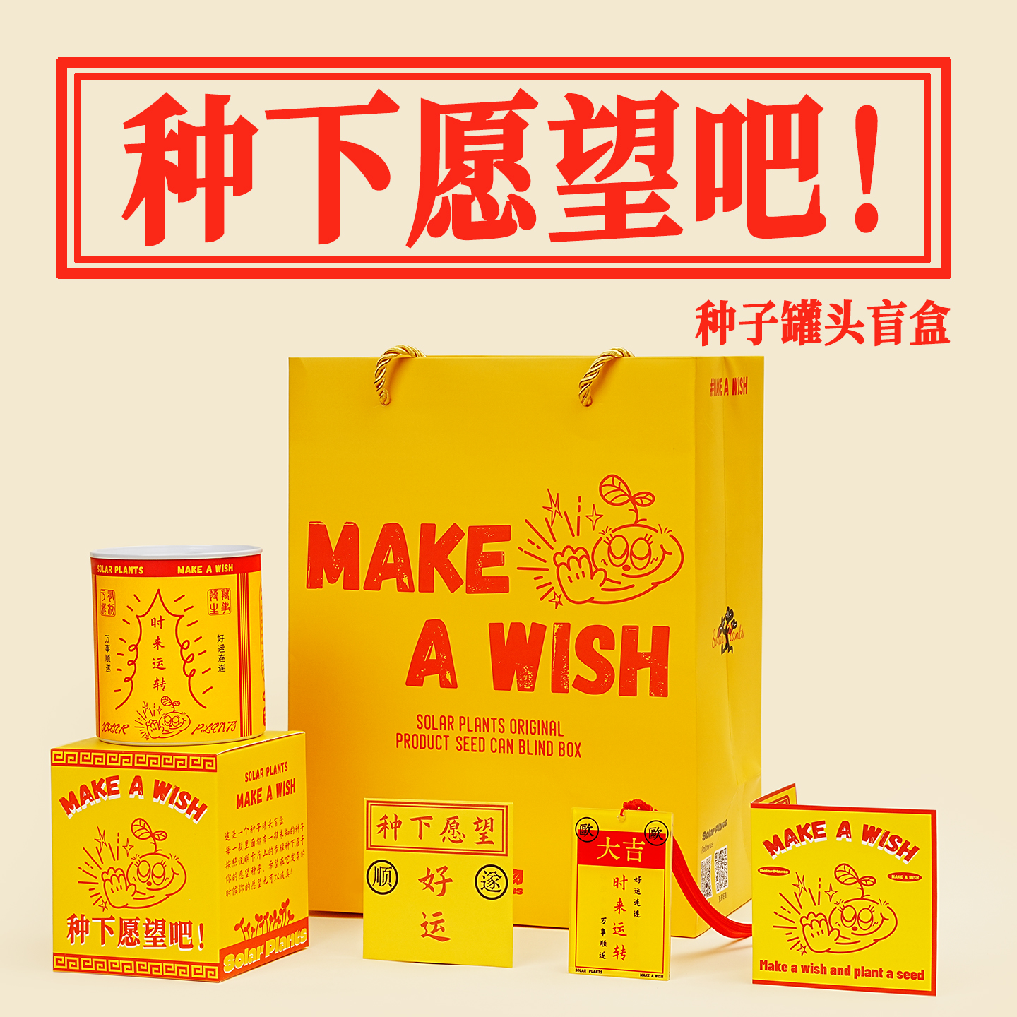 种子盲盒藏好运全套御守罐头绿植