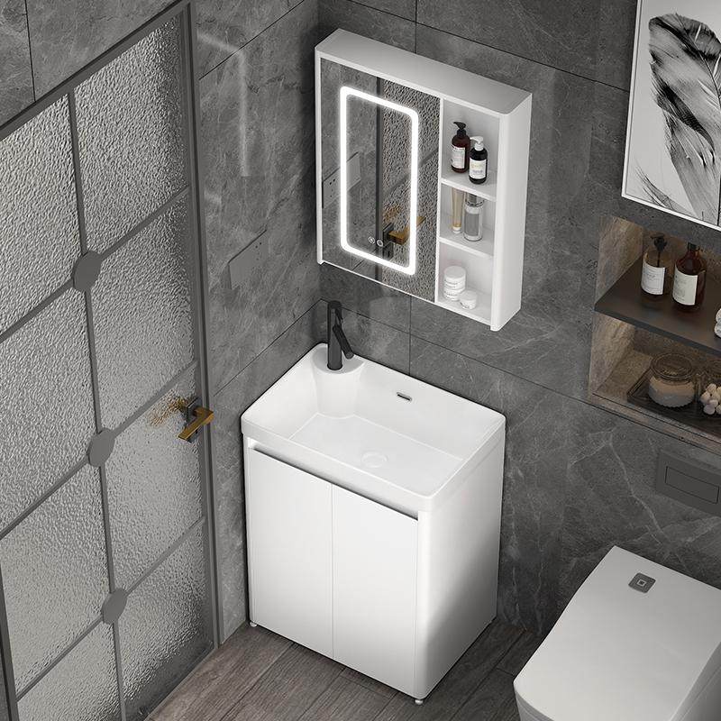 莎琳达小户型落地洗脸盆柜不锈钢浴室柜组合卫生间阳台洗手池台盆